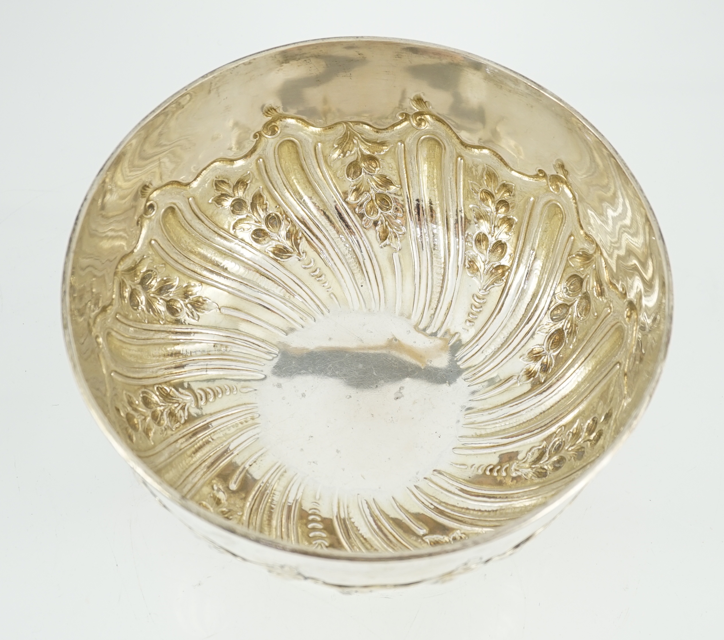 An Edwardian repousse silver rose bowl, by Daniel & John Welby